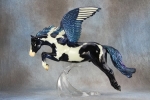 Glossy Metallic Blue Overo Pegasus Newsworthy
